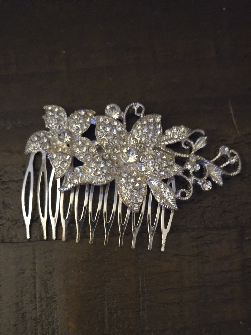 Crystal Floral Silver Hair Comb - Elegant Bridal Accessory